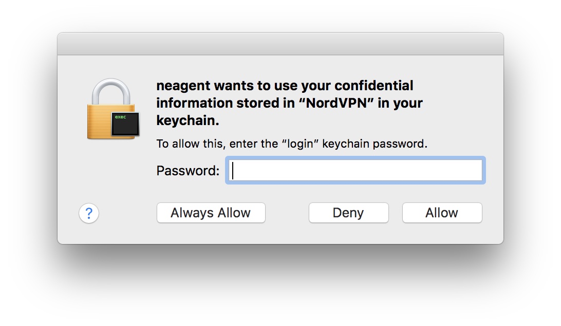 neagent 想要使用您的機密信息